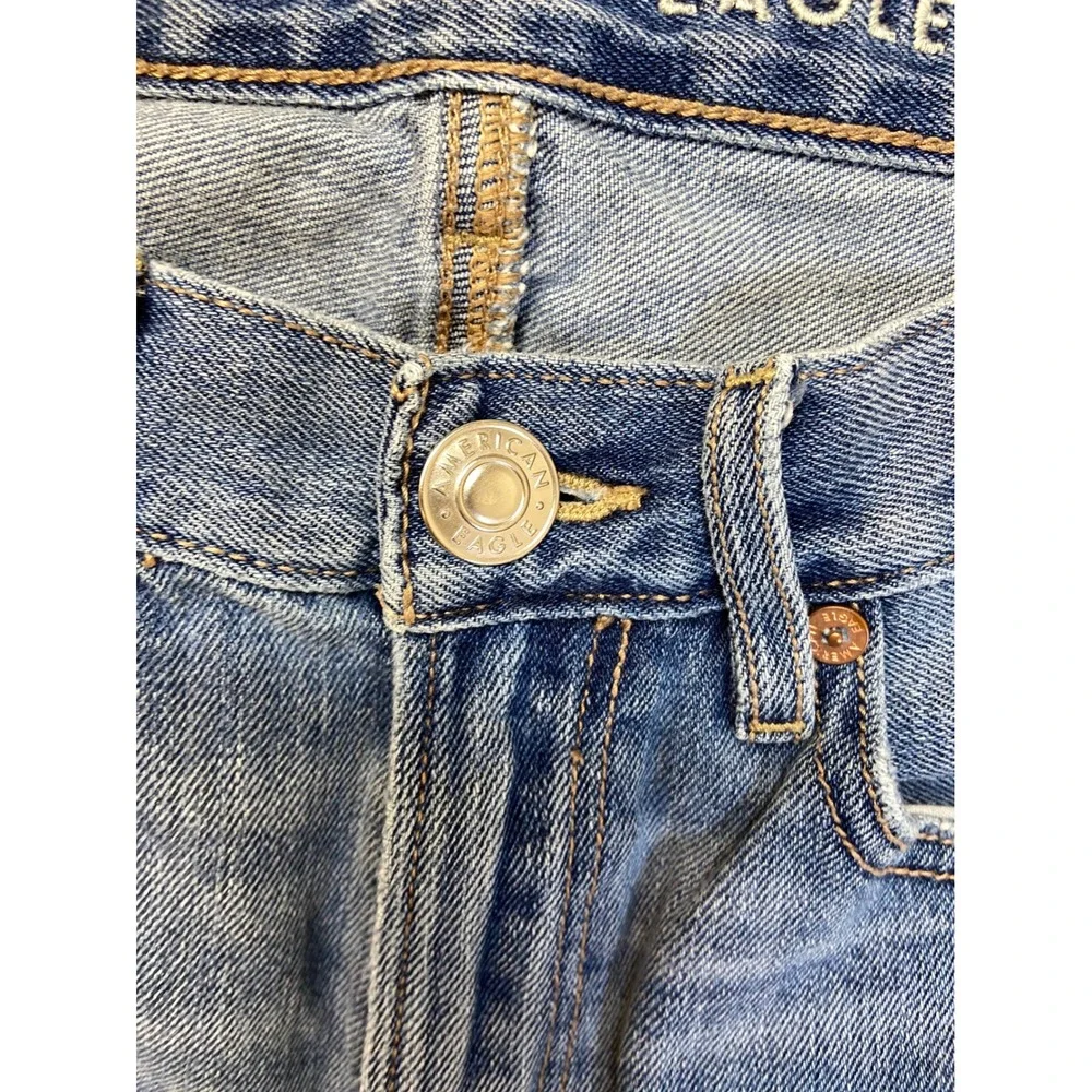 American Eagle Skater Jean Womens 0 Short High Rise Wide Leg Medium Wash Denim‎ - Picture 4 of 12